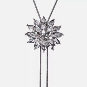 2/$10 Long Silver flower necklace